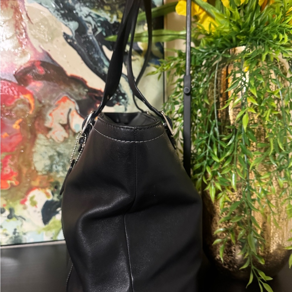 Coach Black Leather Tote Bag - Picture 3 of 11